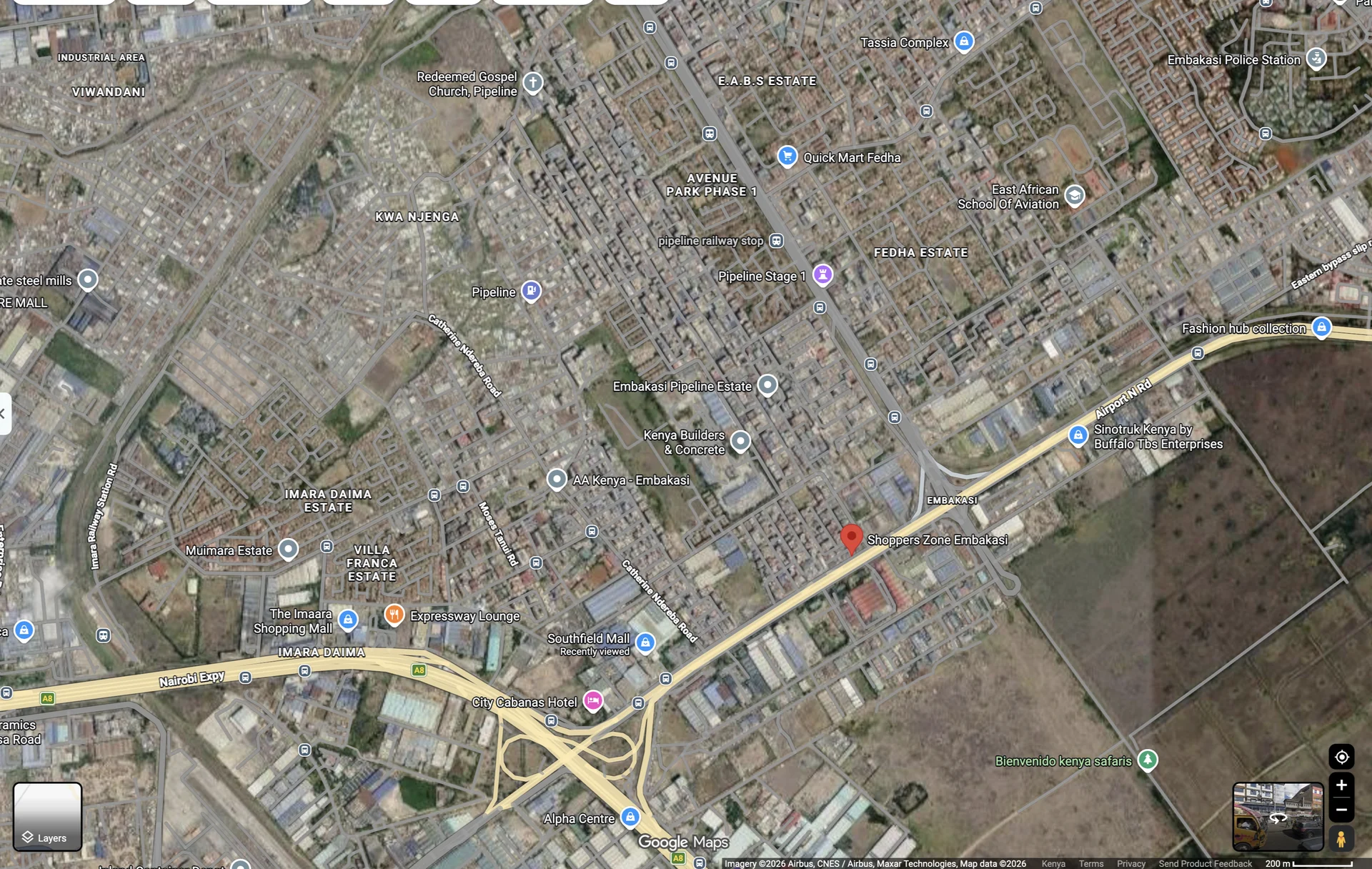 Aerial view of a city skyline showing ZeroPing Fiber coverage areas
